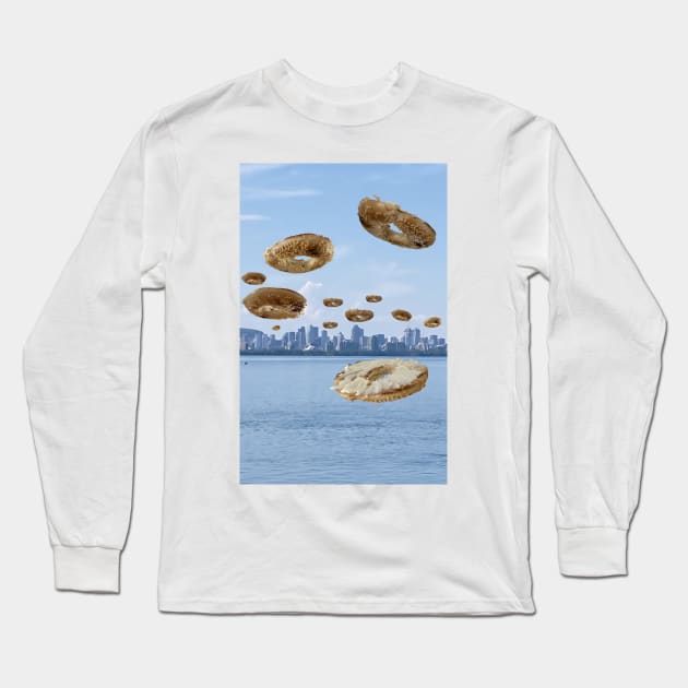 Montreal cream cheese bagel invasion Long Sleeve T-Shirt by E-W-D